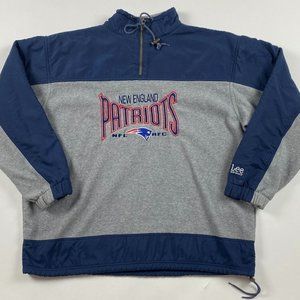 Vintage New England Patriots 1/4 Zip Fleece Pullover Sweater Sweatshirt Men's XL